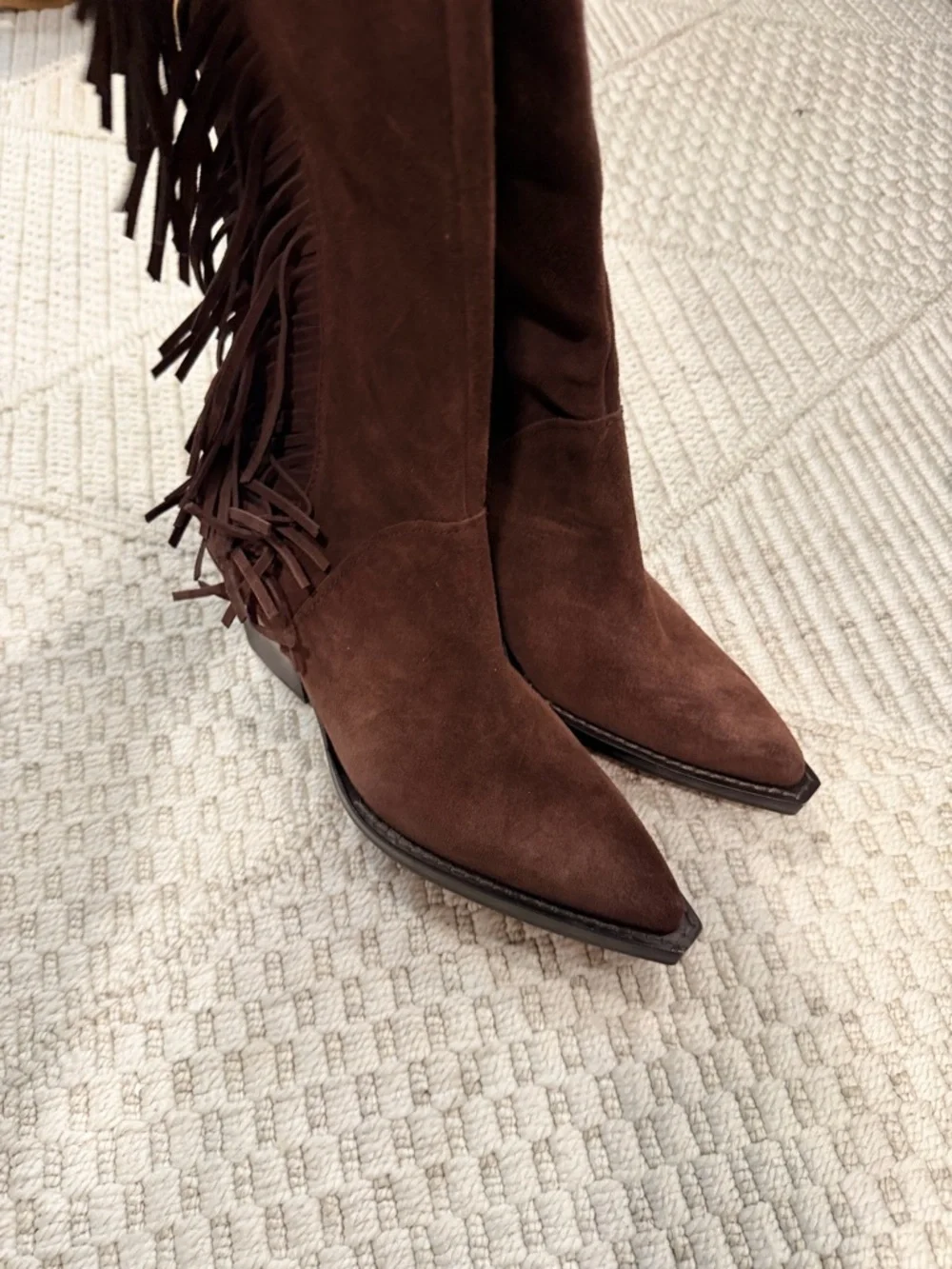 Dolce Vita Women's Brown Wide Calf Roley Fringe Western Boot